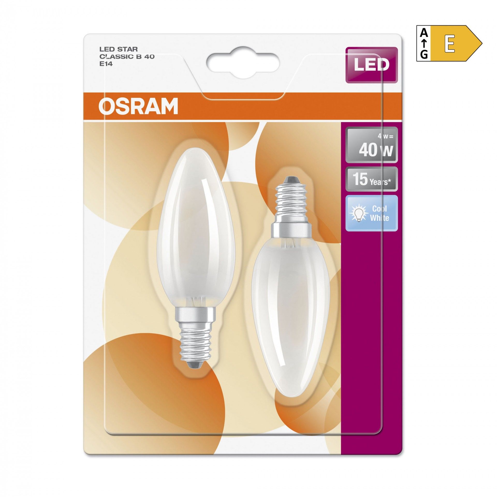 Lâmpada LED STAR B40 E14 2unid