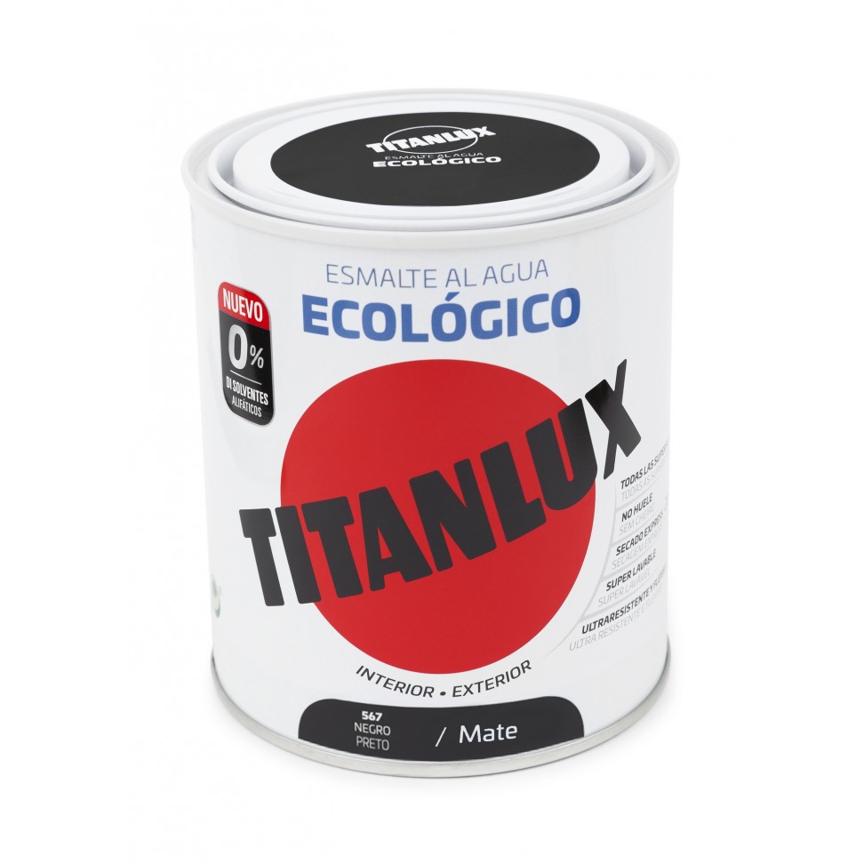 Esmalte Eco Multis Aqua Mate Negro 0,75l