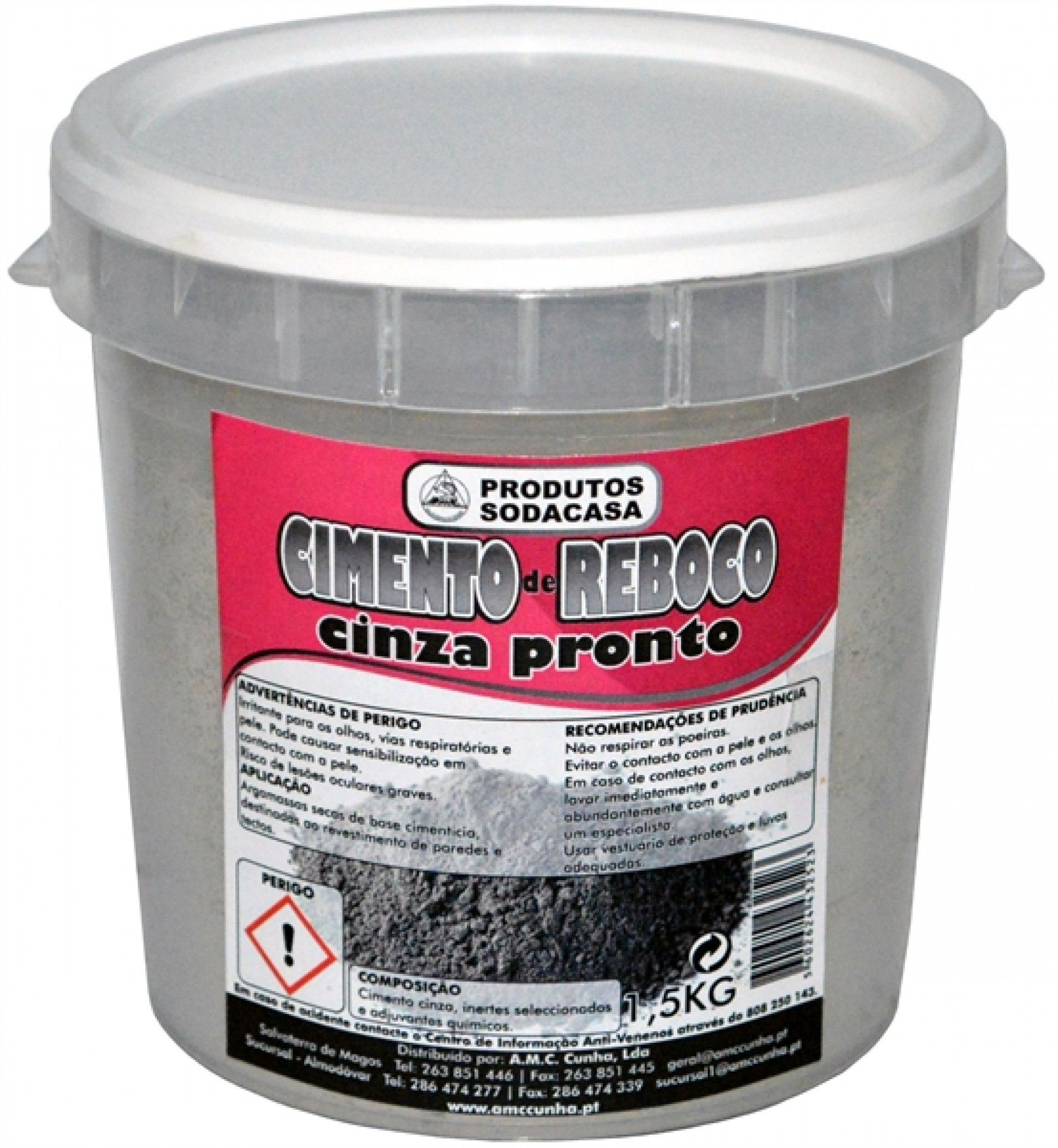 Argamassa Reboco Balde Cinza 1,5kg