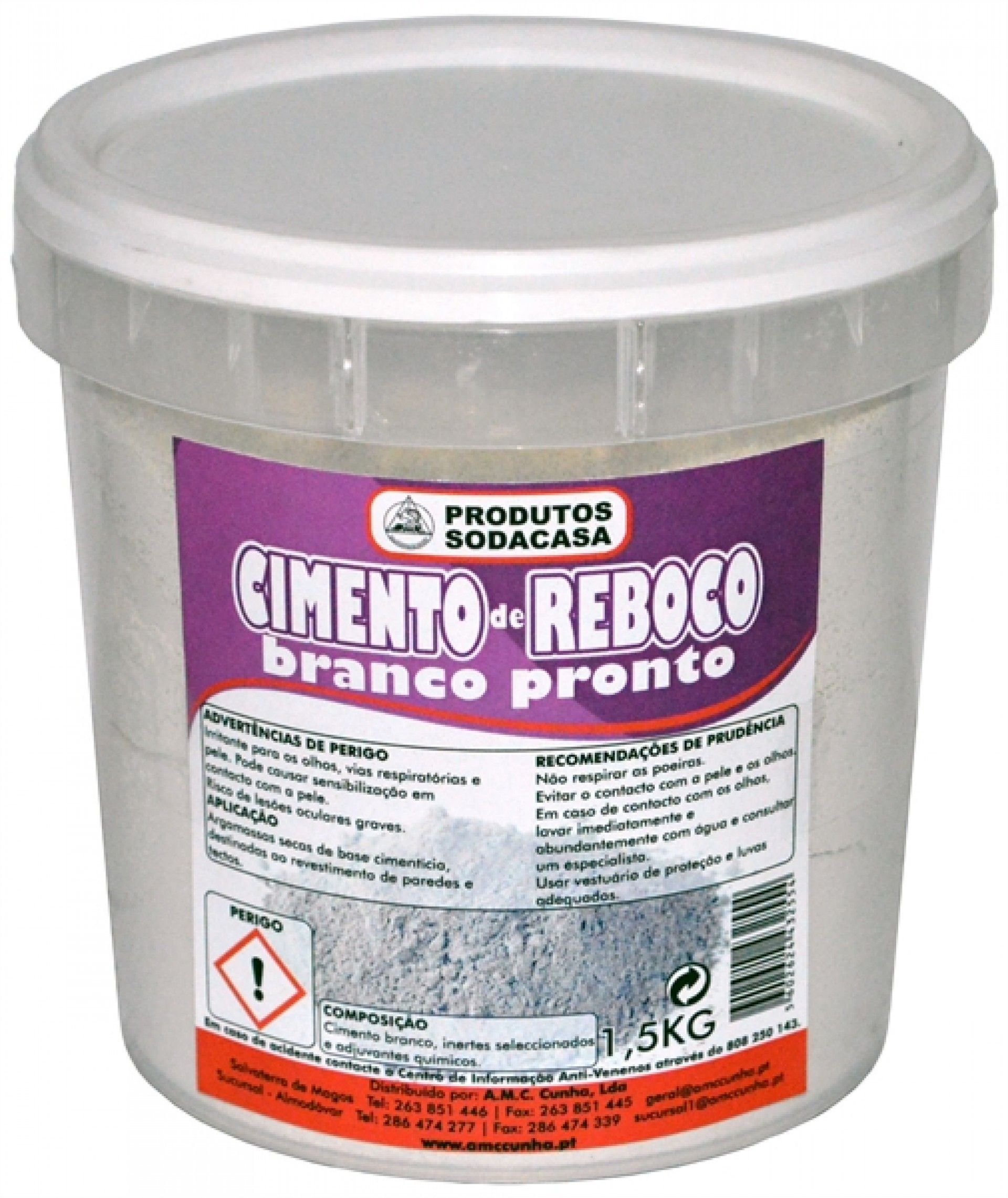 Argamassa Reboco Balde Branco 1,5kg