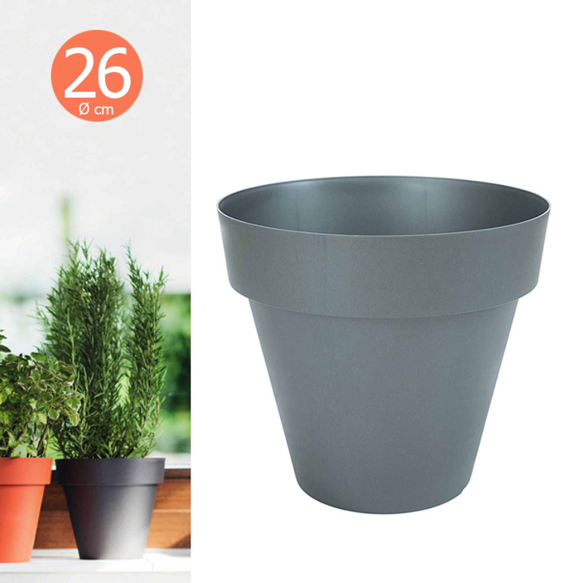 Vaso 26x24cm Antracite