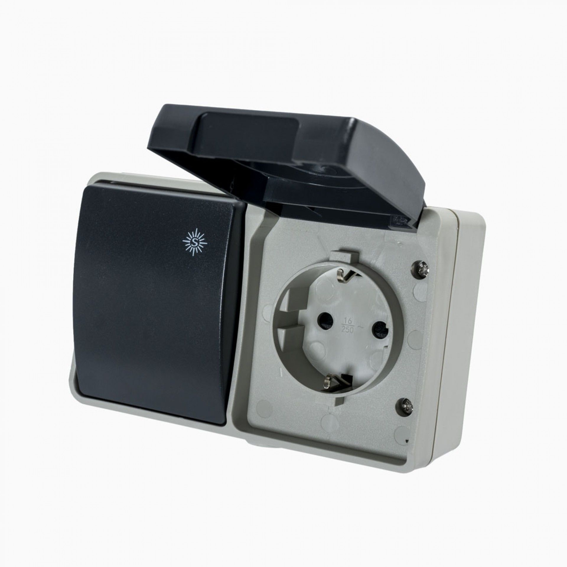 Tomada 2p+T + Interrutor Ip 54