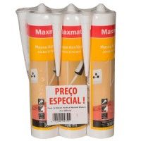 Pack 3 Massa Acrilica Maxmat Branco 300ml Pack 3 Massa Acrilica Maxmat Branco 300ml
