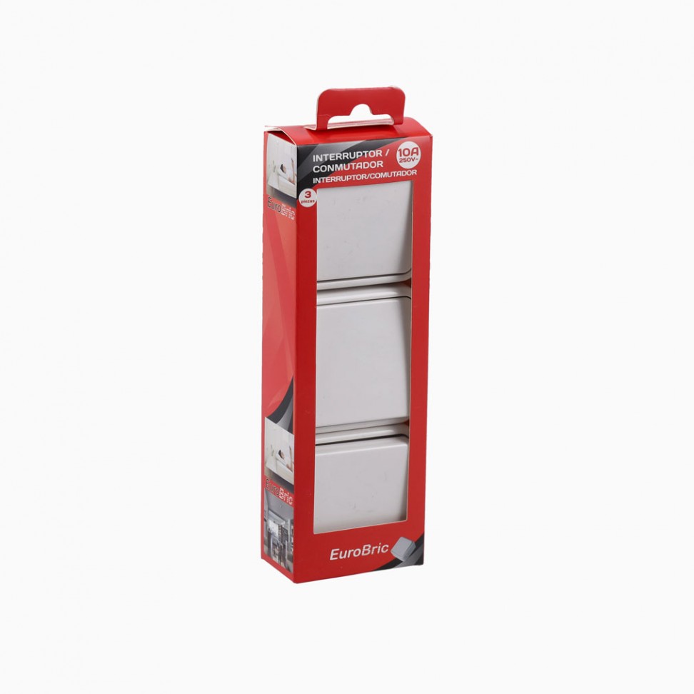 Pack 3 Interruptores Saliente Branco Pack 3 Interruptores Saliente Branco