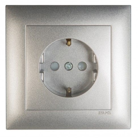 Tomada Schuko Monob C/Obt Logus 90 Alumínio Tomada Schuko Monob C/Obt Logus 90 Alumínio