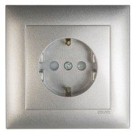 Tomada Schuko Monob C/Obt Logus 90 Alumínio Tomada Schuko Monob C/Obt Logus 90 Alumínio