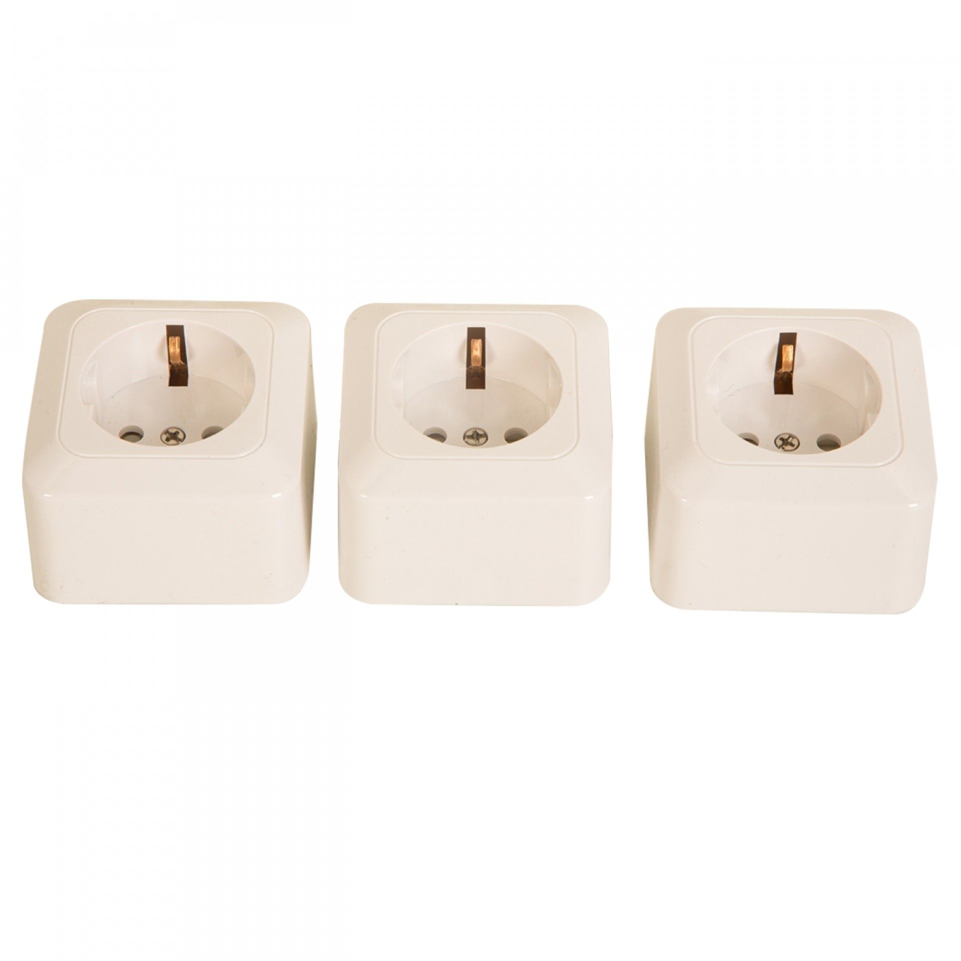 Pack 3 Tomadas Saliente Branco