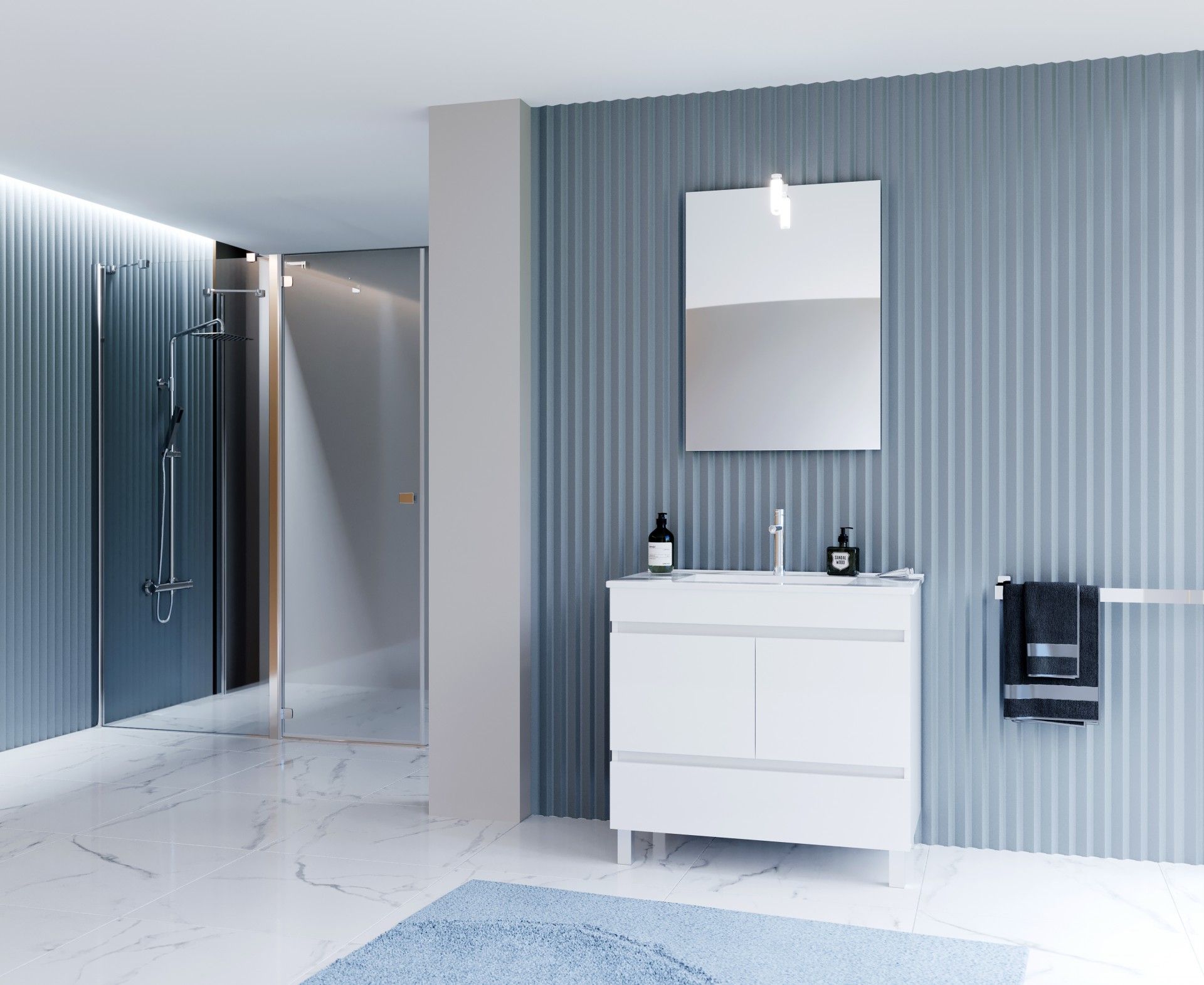 CONJUNTO VALENCIA 80CM MOVEL+LAVATORIO BRANCO