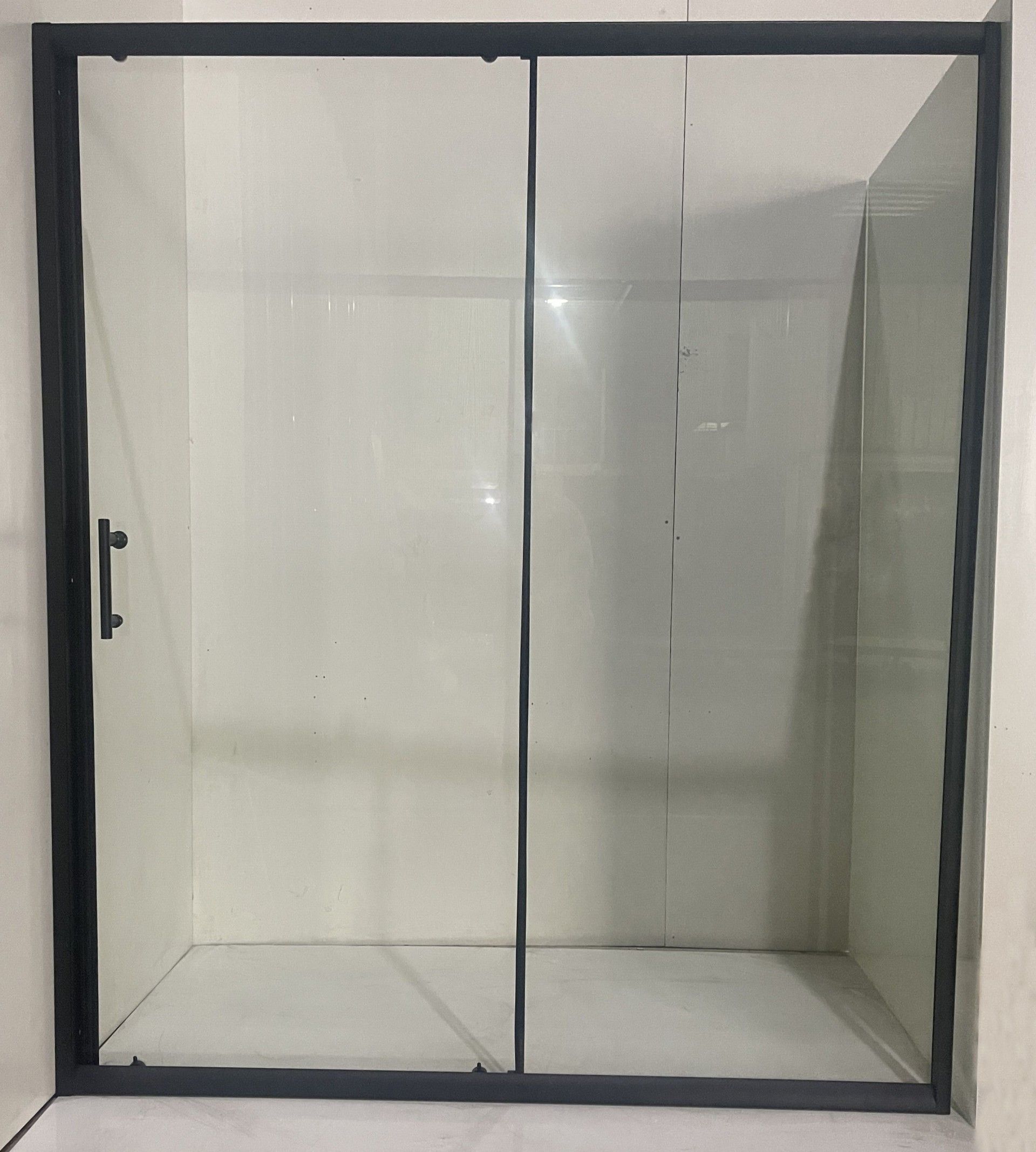 Frontal Duche Vidro Transparente 160X185cm Perfis Pretos