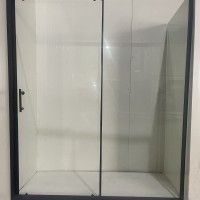 Frontal Duche Vidro Transparente 160X185cm Perfis Pretos Frontal Duche Vidro Transparente 160X185cm Perfis Pretos