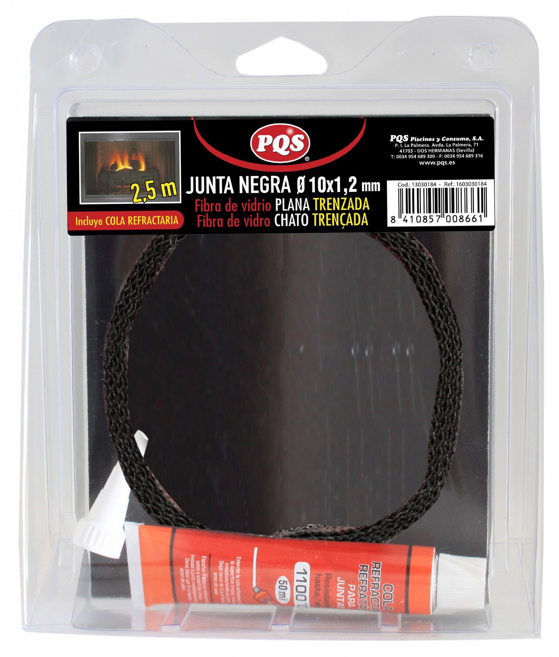 Junta Plana Cristal 10mm Negra