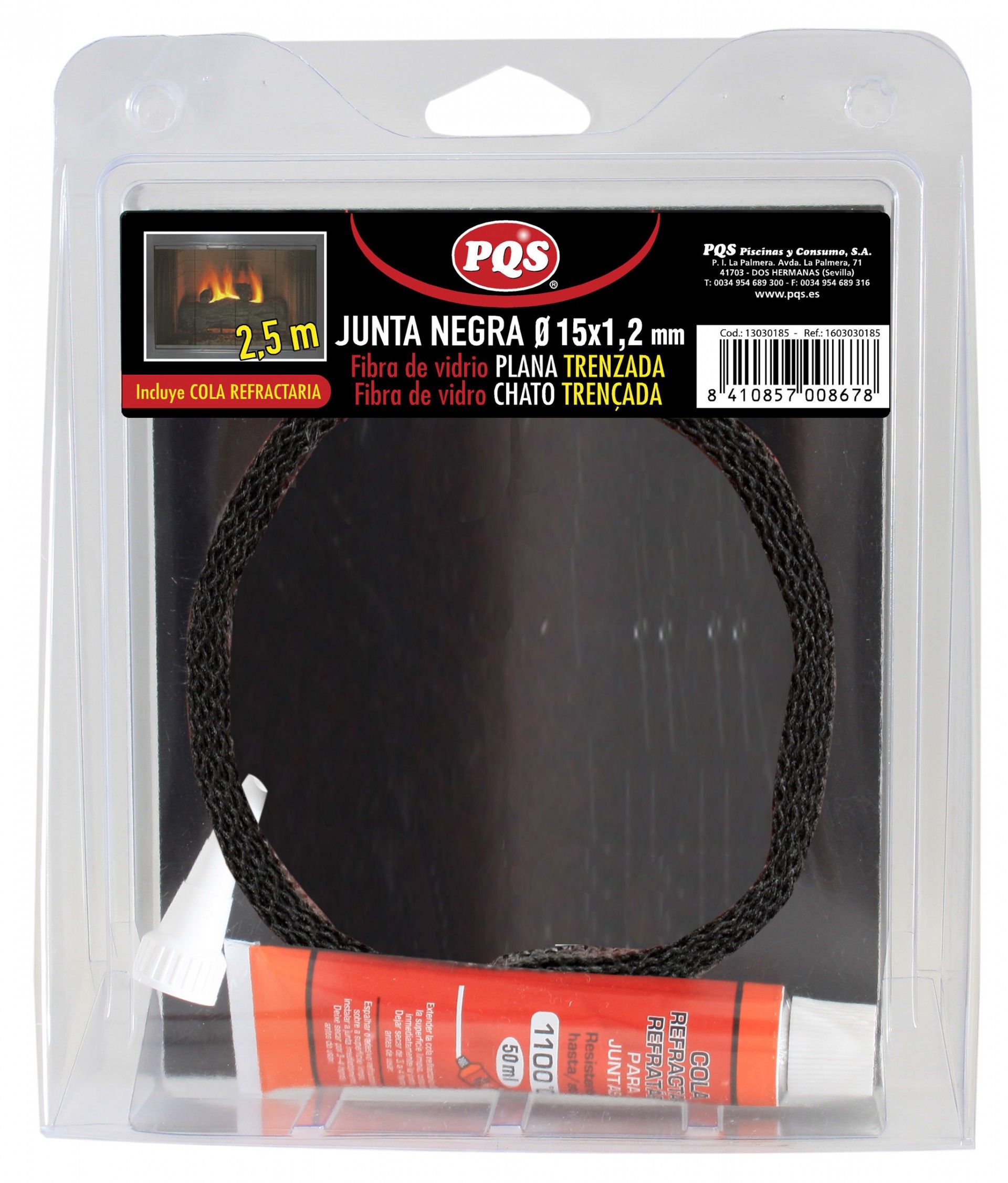 Junta Plana Cristal 15mm Negro