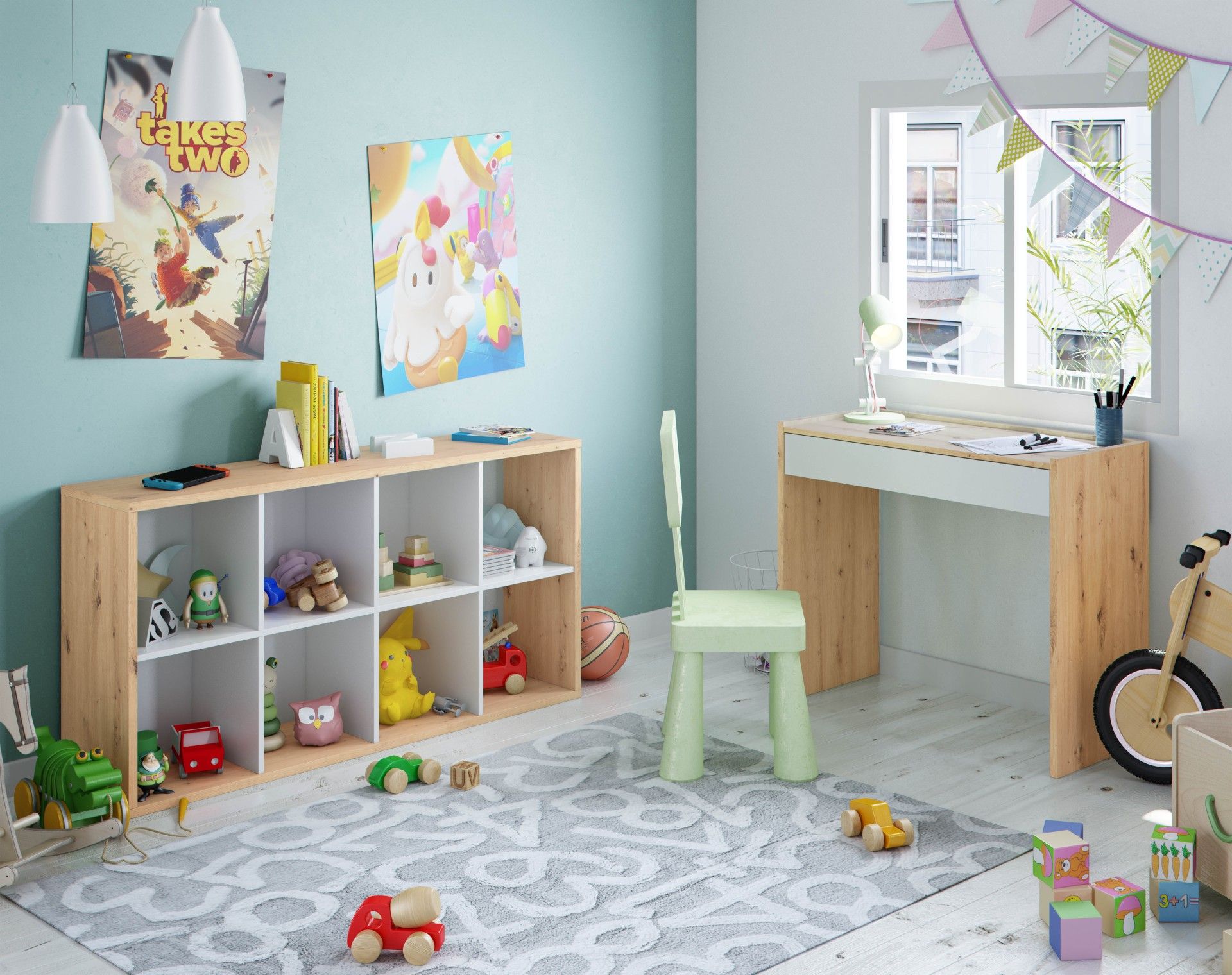 Estante Noa 136x67x33 Carvalho/ Branco