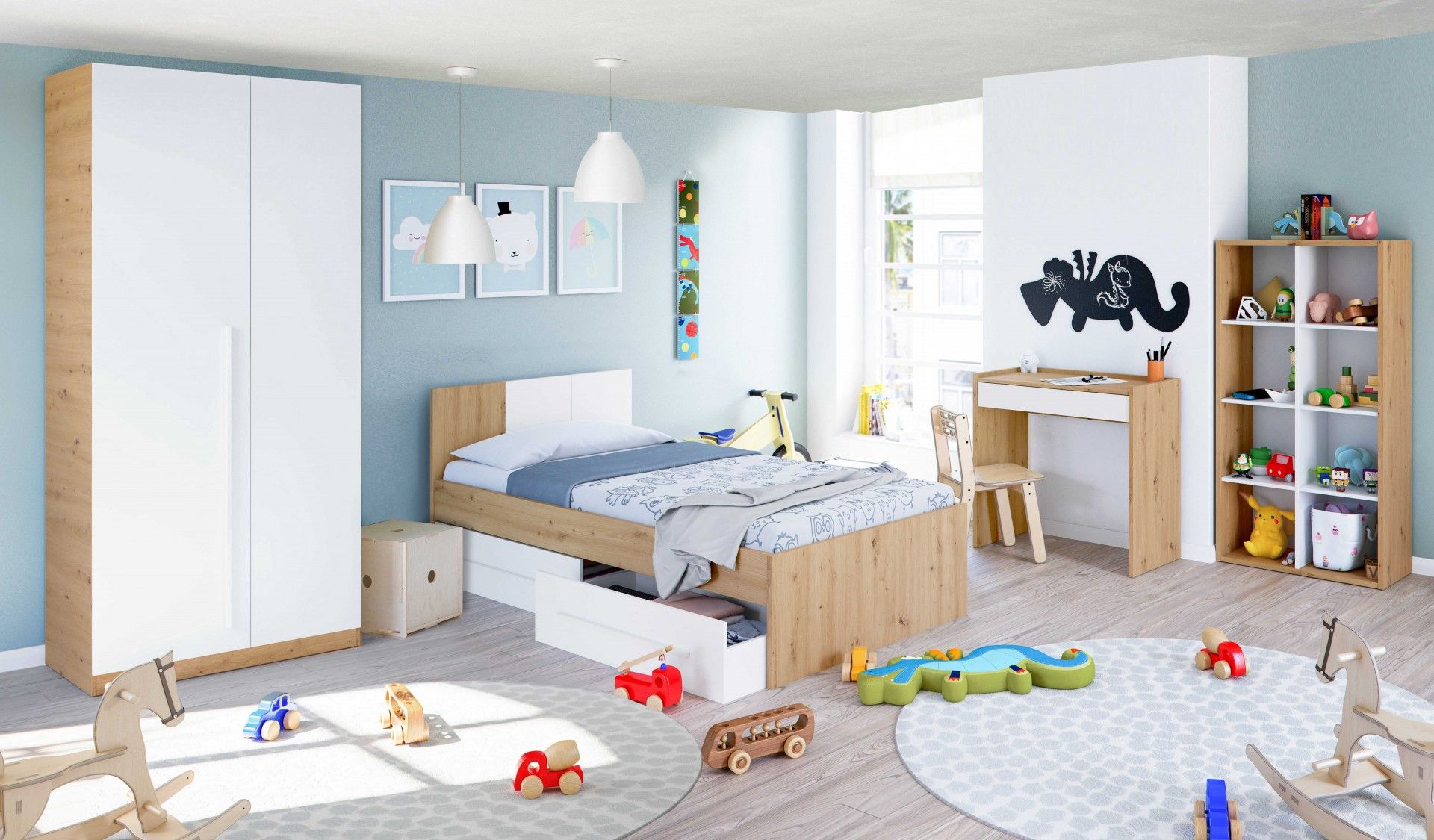 Estante Noa 136x67x33 Carvalho/ Branco