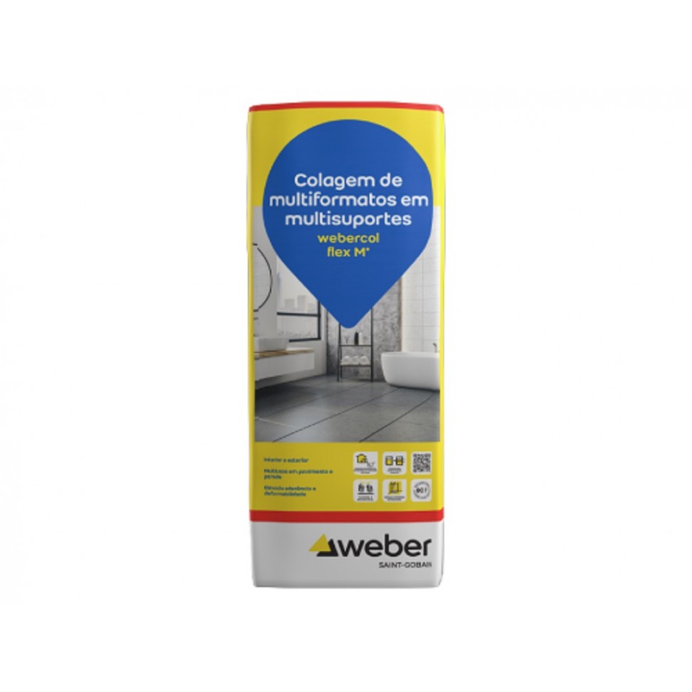Cimento cola Webercol Flex M+ Branco 25 kg