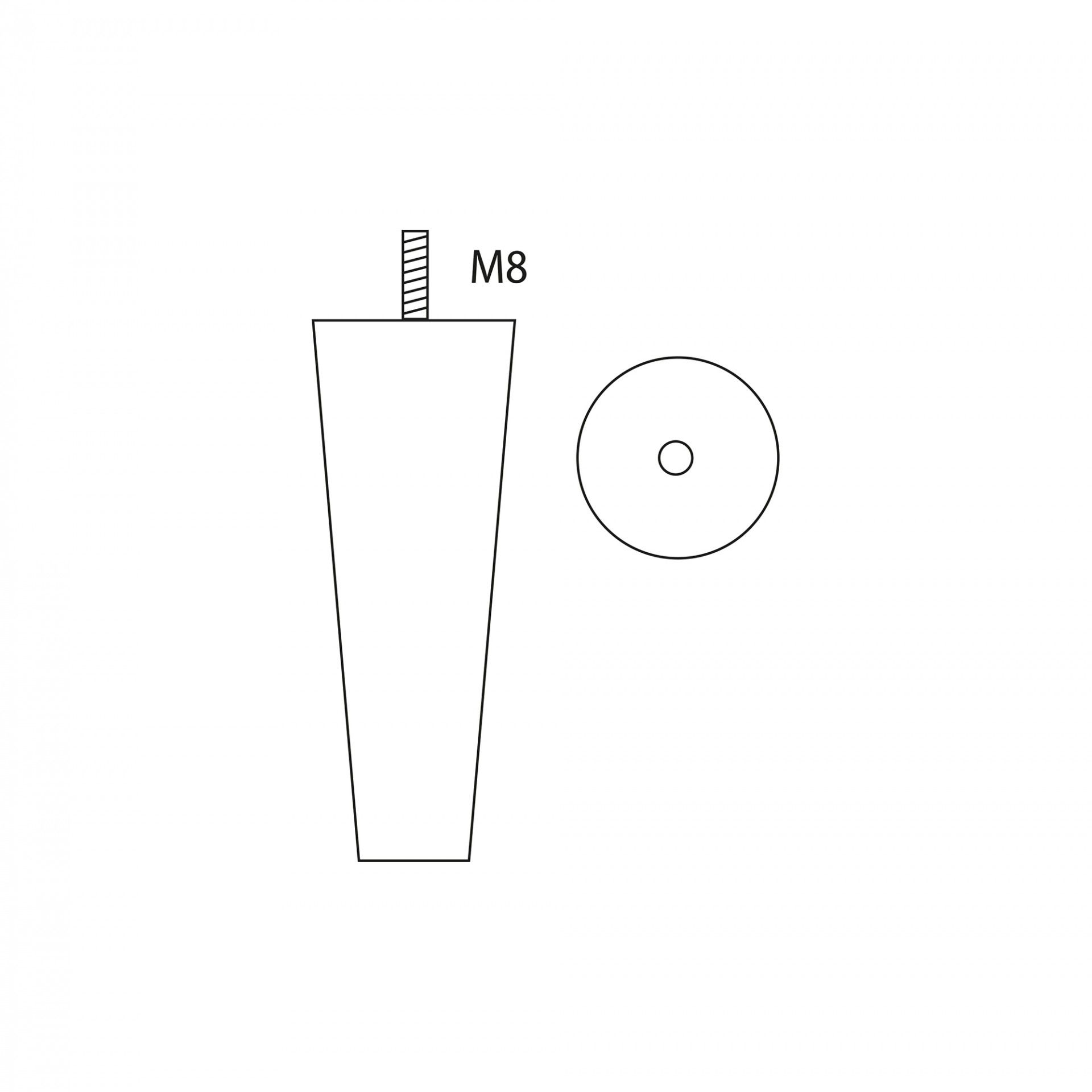 Pé Madeira Cónico D50mm