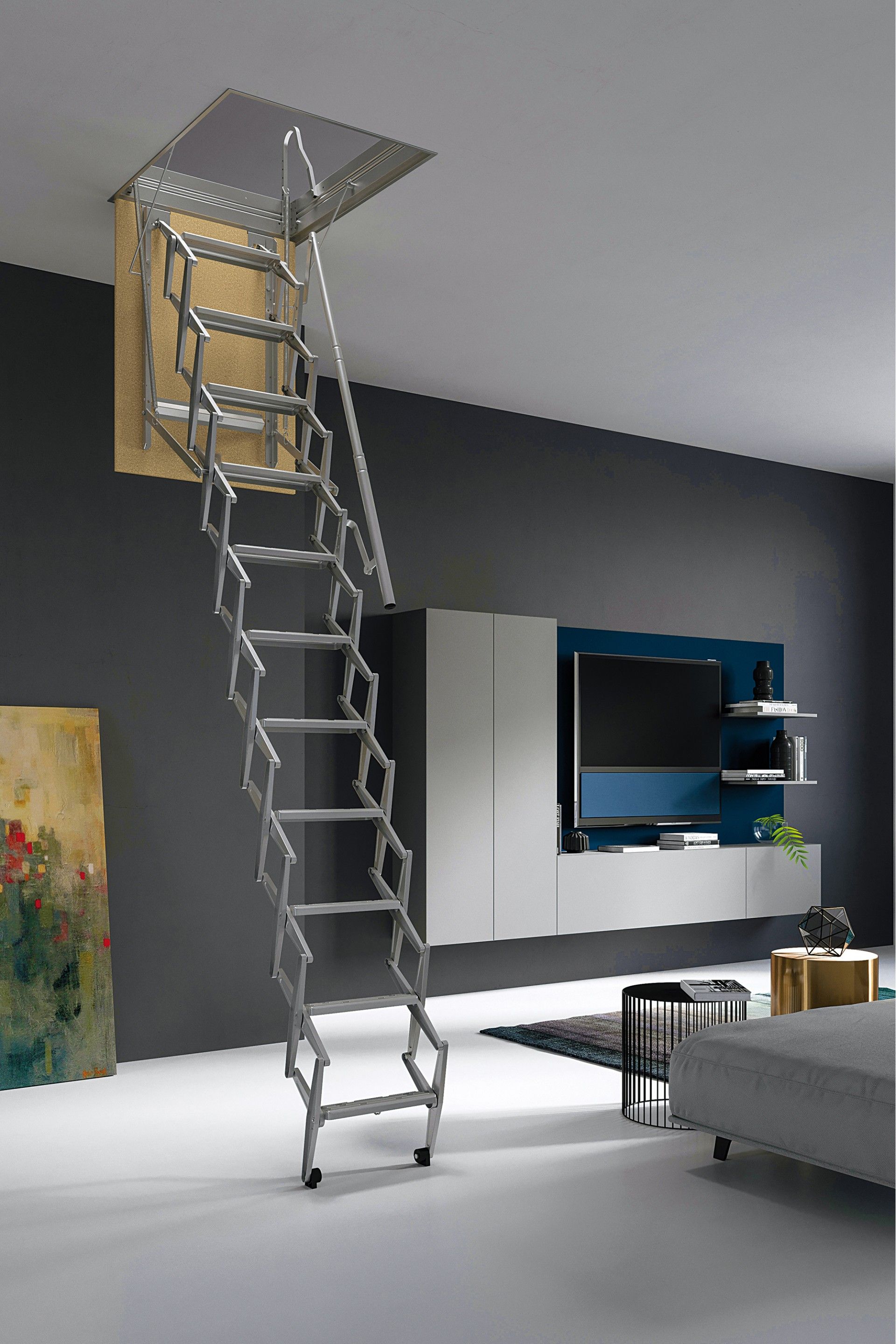 Escada De Sótão Metal 70x90x280cm