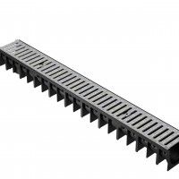 Canal PE-HD Preto com Grelha Metal Estampada Canal PE-HD Preto com Grelha Metal Estampada