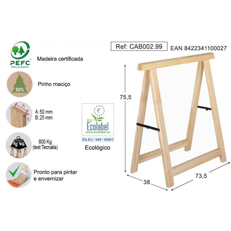 Cavalete Em Pinho 75,5x73,5cm 800kg Cavalete Em Pinho 75,5x73,5cm 800kg