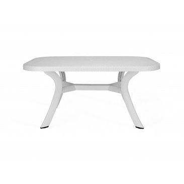 Mesa Caribe Rattan 150x90cm Branco