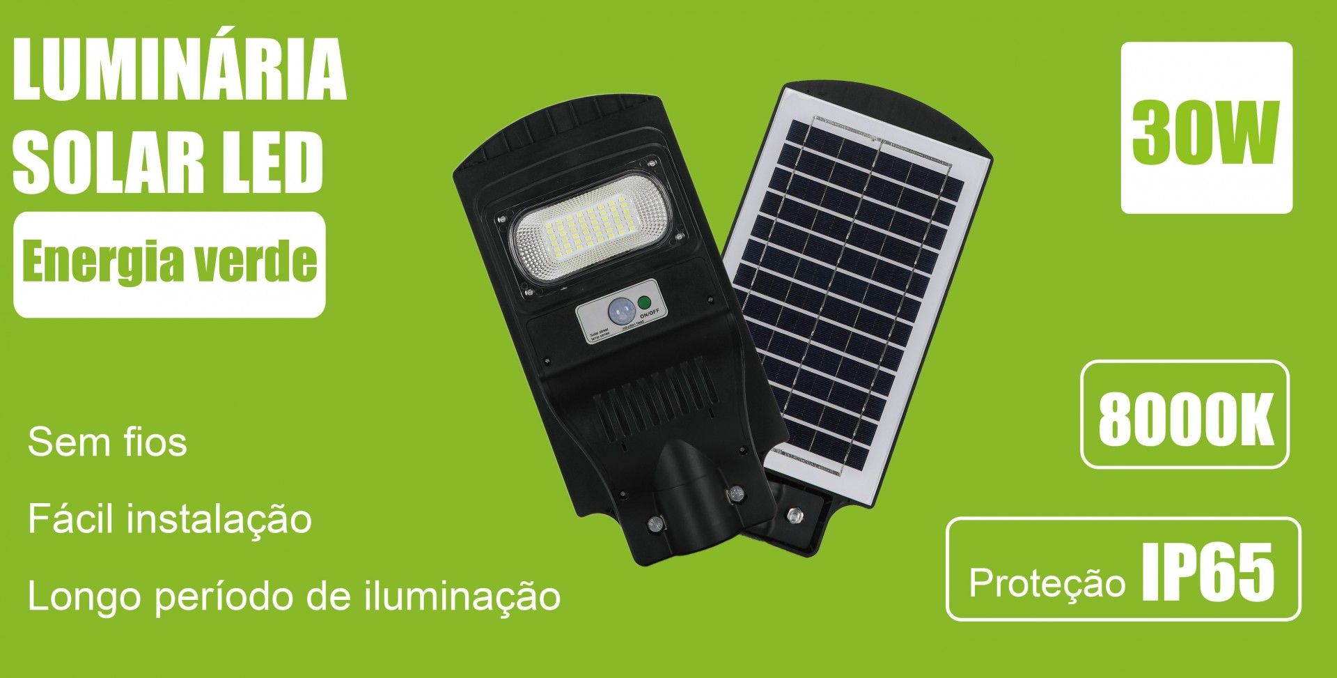 Luminária Solar Sens Luz 30w