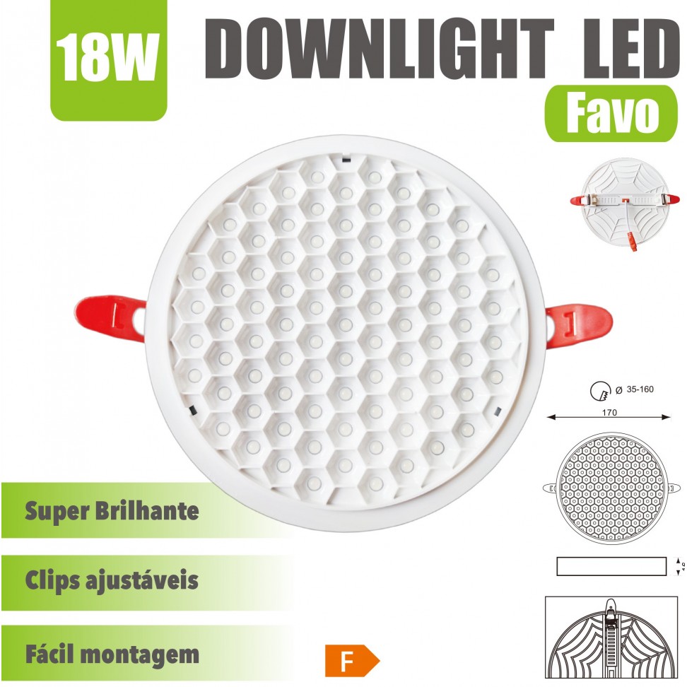 Downlight Led Favo 17cm 18w 1800lm