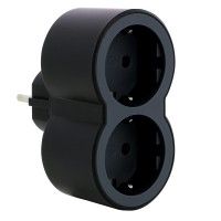 Ficha Dupla 2p+T Frontal Preto Ficha Dupla 2p+T Frontal Preto