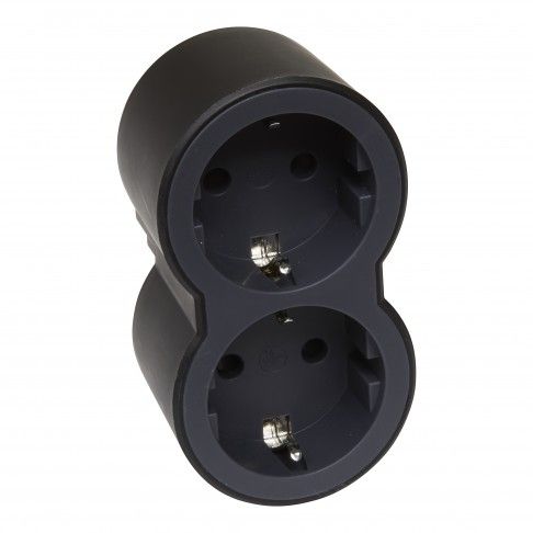 Ficha Dupla 2p+T Frontal Preto Ficha Dupla 2p+T Frontal Preto