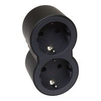 Ficha Dupla 2p+T Frontal Preto Ficha Dupla 2p+T Frontal Preto