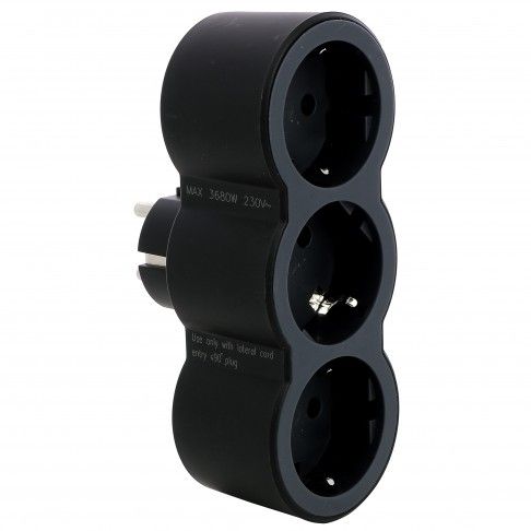 Ficha Tripla 2p+T Frontal Preto Ficha Tripla 2p+T Frontal Preto