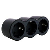 Ficha Tripla 2p+T Frontal Preto Ficha Tripla 2p+T Frontal Preto