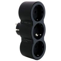 Ficha Tripla 2p+T Frontal Preto Ficha Tripla 2p+T Frontal Preto