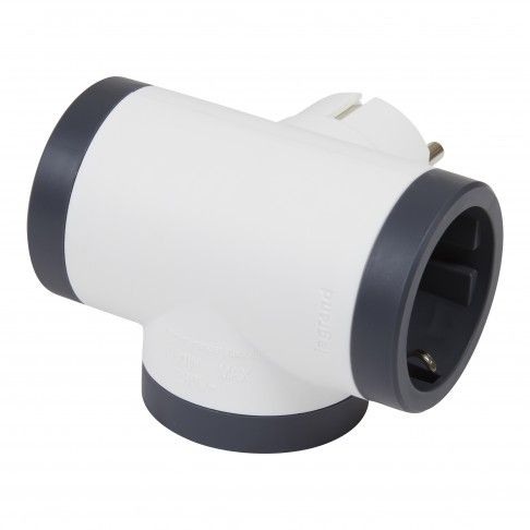 Ficha Tripla 2p+T Lateral Branco/Cinza Ficha Tripla 2p+T Lateral Branco/Cinza
