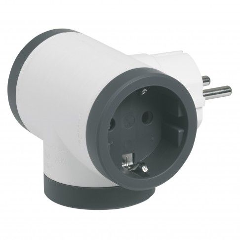 Ficha Tripla 2p+T Lateral Branco/Cinza Ficha Tripla 2p+T Lateral Branco/Cinza
