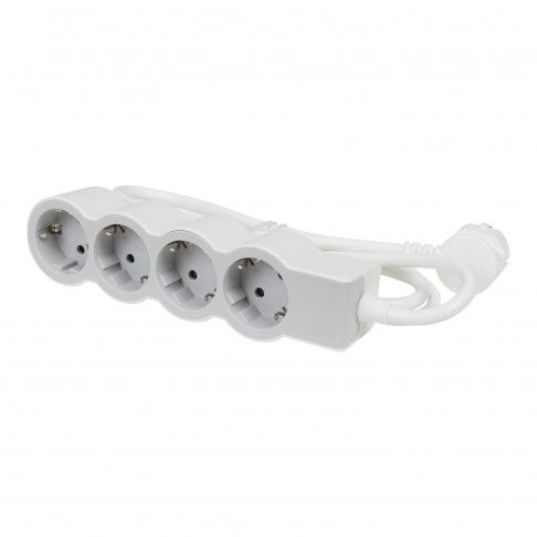 Bloco Tomadas 4x2p+T 3mt Branco/Cinza Bloco Tomadas 4x2p+T 3mt Branco/Cinza