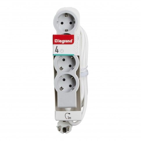 Bloco Tomadas 4x2p+T 3mt Branco/Cinza Bloco Tomadas 4x2p+T 3mt Branco/Cinza