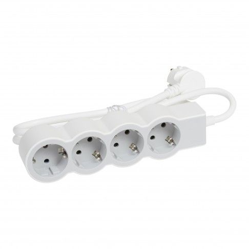 Bloco Tomadas 4x2p+T 3mt Branco/Cinza Bloco Tomadas 4x2p+T 3mt Branco/Cinza