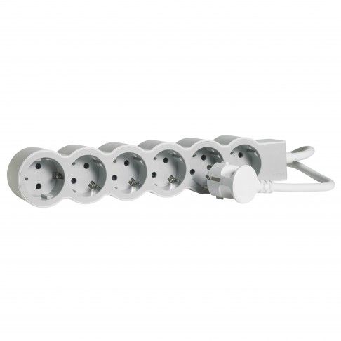 Bloco Tomadas 6x2p+T 3mt Branco/Cinza Bloco Tomadas 6x2p+T 3mt Branco/Cinza