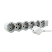 Bloco Tomadas 6x2p+T 3mt Branco/Cinza Bloco Tomadas 6x2p+T 3mt Branco/Cinza