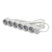 Bloco Tomadas 6x2p+T 3mt Branco/Cinza Bloco Tomadas 6x2p+T 3mt Branco/Cinza