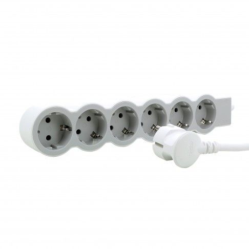 Bloco Tomadas 6x2p+T 3mt Branco/Cinza Bloco Tomadas 6x2p+T 3mt Branco/Cinza