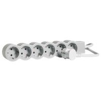Bloco Tomadas 6x2p+T 3mt Branco/Cinza Bloco Tomadas 6x2p+T 3mt Branco/Cinza