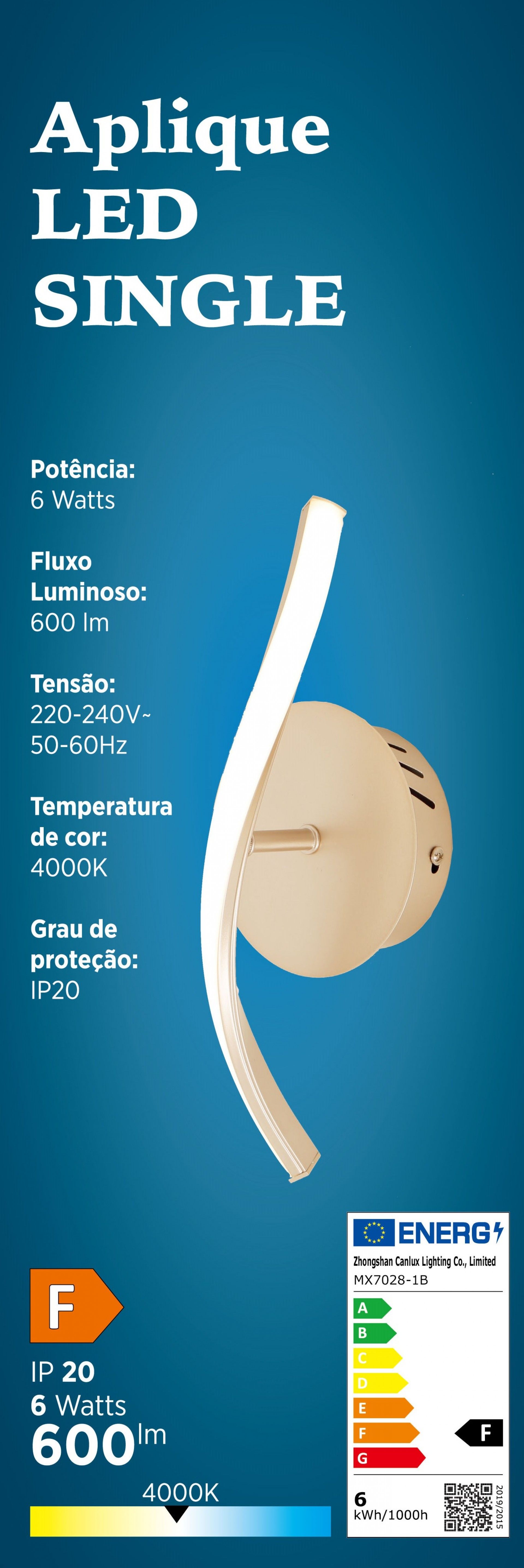 APLIQUE LED SINGLE 6W 4000K NIKEL