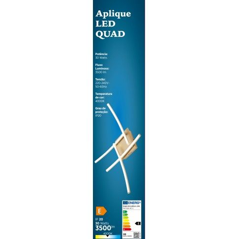 APLIQUE LED QUAD 32W 4000K NIKEL APLIQUE LED QUAD 32W 4000K NIKEL
