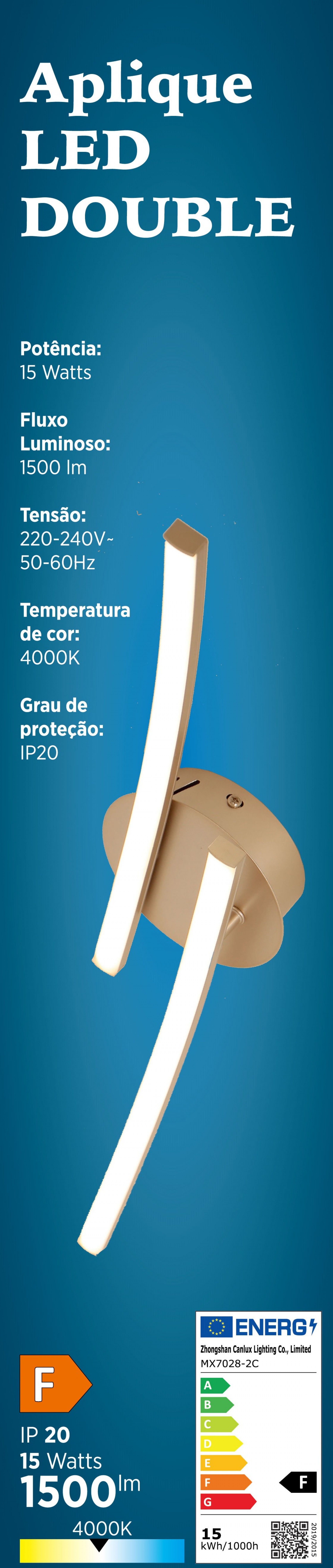 APLIQUE LED DOUBLE 16W 4000K NIKEL