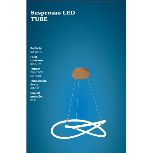 SUSPENSÃO LED TUBE 56W 4000K GOLD SUSPENSÃO LED TUBE 56W 4000K GOLD