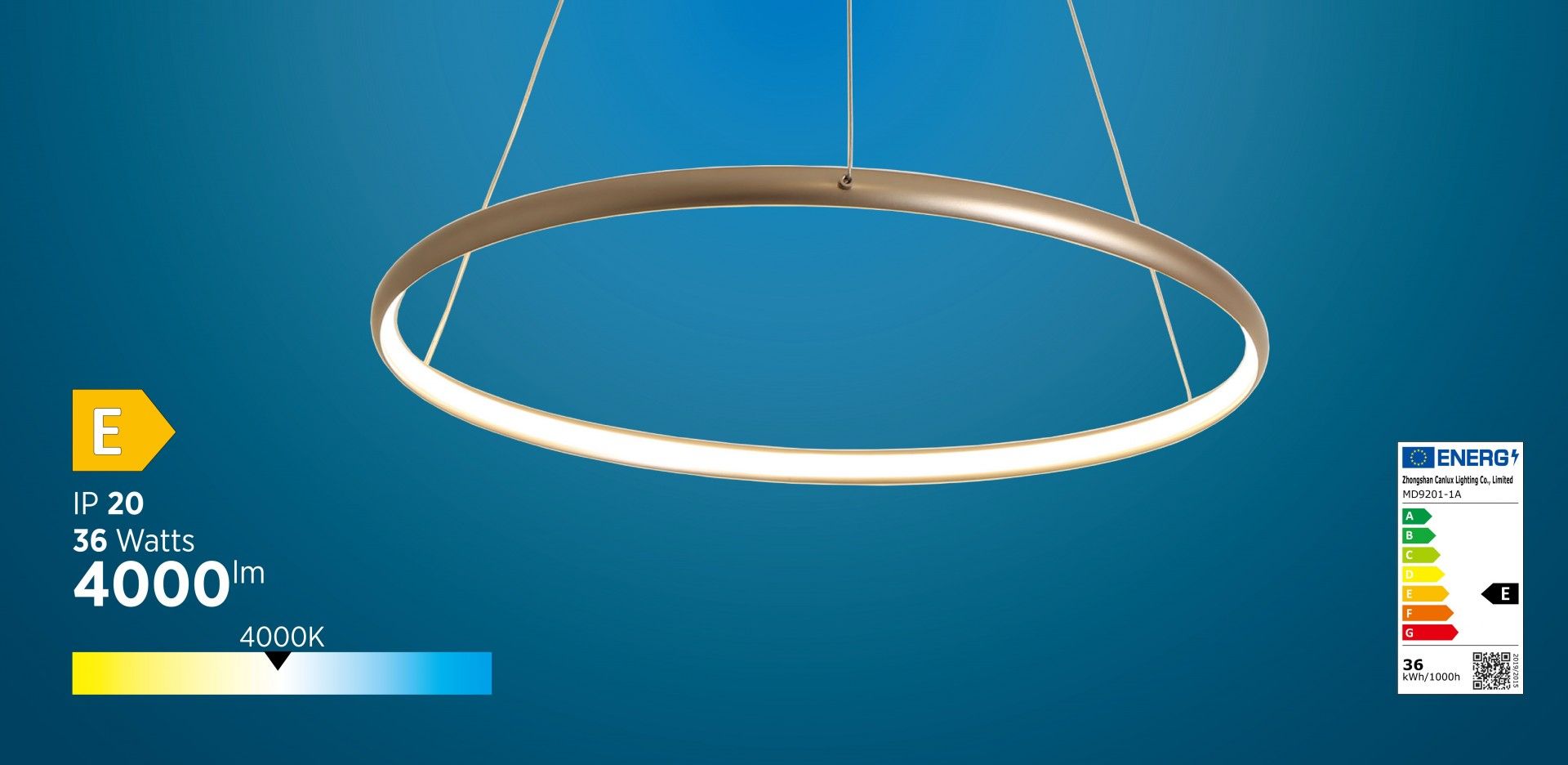 SUSPENSÃO LED SING 36W 4000K NIKEL