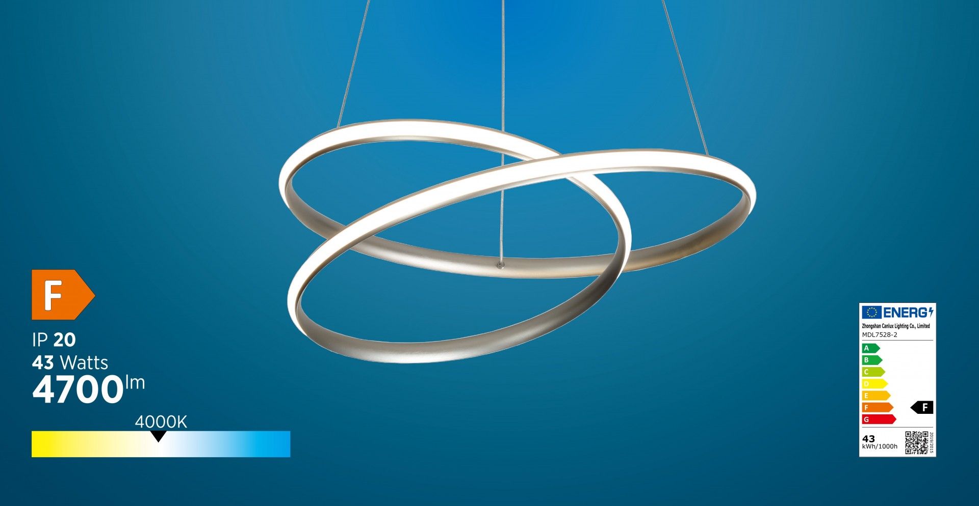 SUSPENSÃO LED TRIP 43W 4000K NIKEL