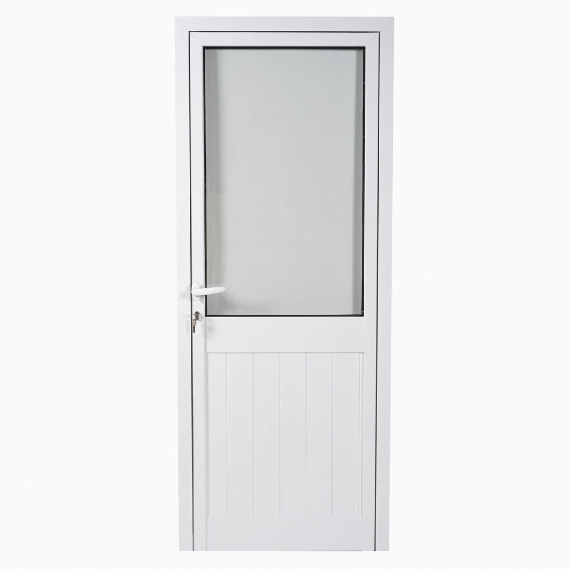 Porta Alumínio C/Vidro 200x80cm Esquerda Branca