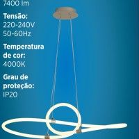 SUSPENSÃO LED TIED 51W 4000K SILVER SUSPENSÃO LED TIED 51W 4000K SILVER